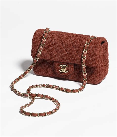 klassieke chanel tas|Mini classic handbag, Wool tweed & gold.